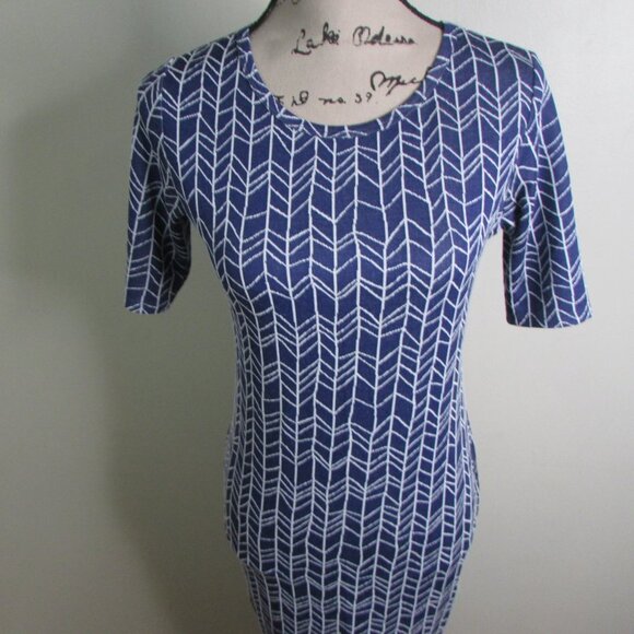 Lularoe Dress XS Women Blue White Arrow Print Short Sleeve - Picture 5 of 12